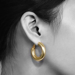 Chunky gold hoop earrings 30mm